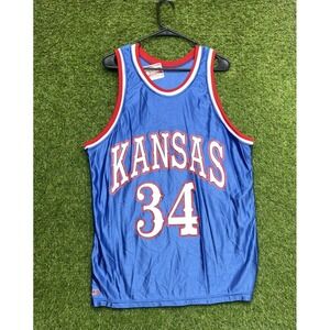Vintage Dodger Kansas Jayhawks Basketball Jersey Mens Large #35 Nylon Blue Sport